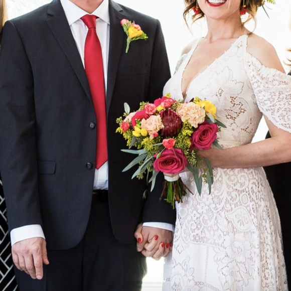Reclaimed Lace Wedding Dress+ Vintage Slip - Picture 1 of 8